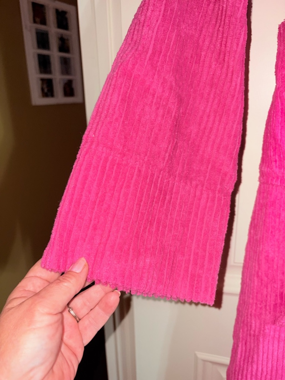 Plush Ribbed Women's Robe - Vibrant Pink - Picture 4 of 6